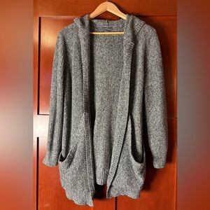 Market & Spruce Heather Gray Open Cardigan With Hood Size Large
